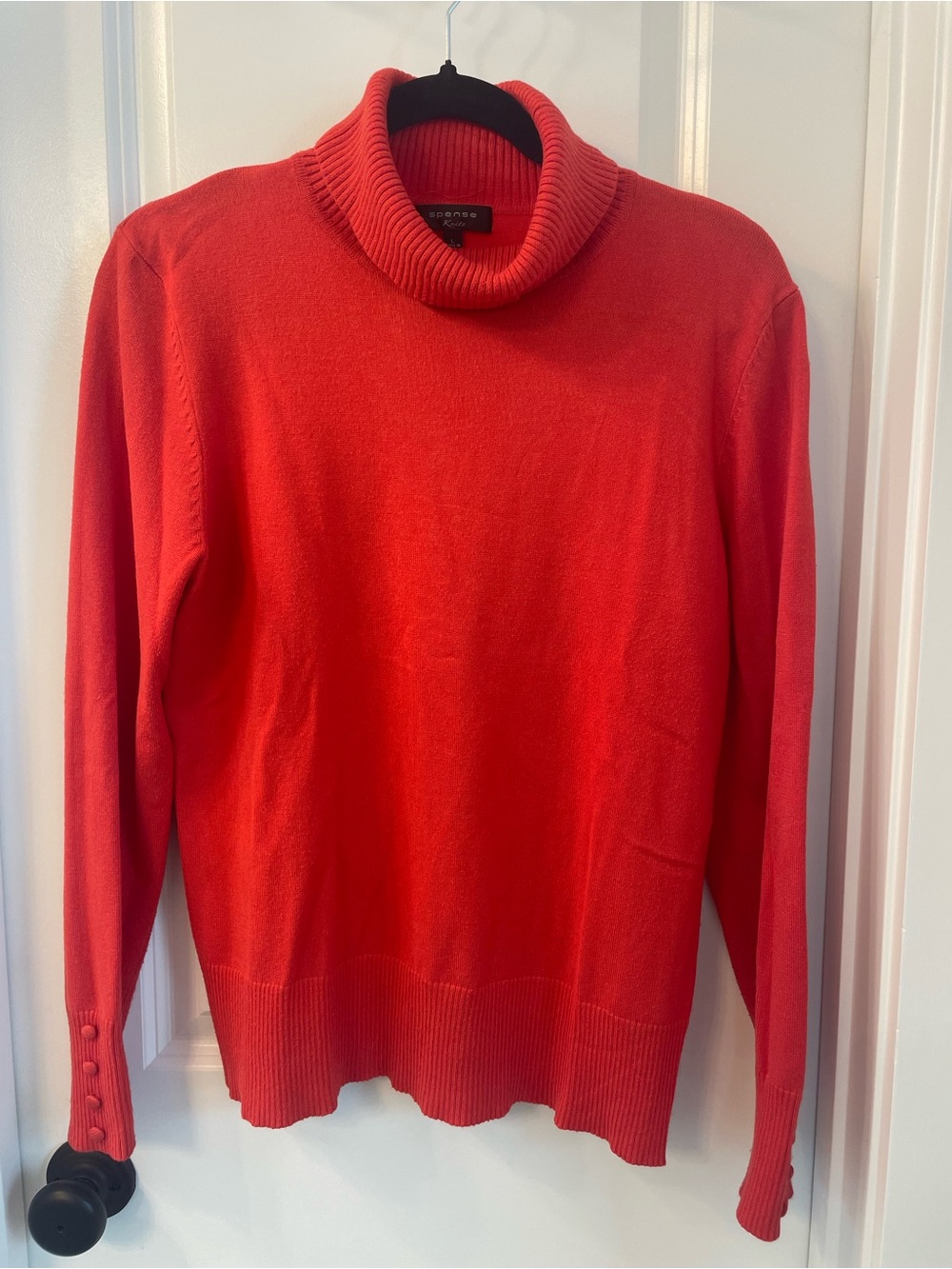 Spence Red Cowl Neck Sweater — Cozy Ribbed Trim